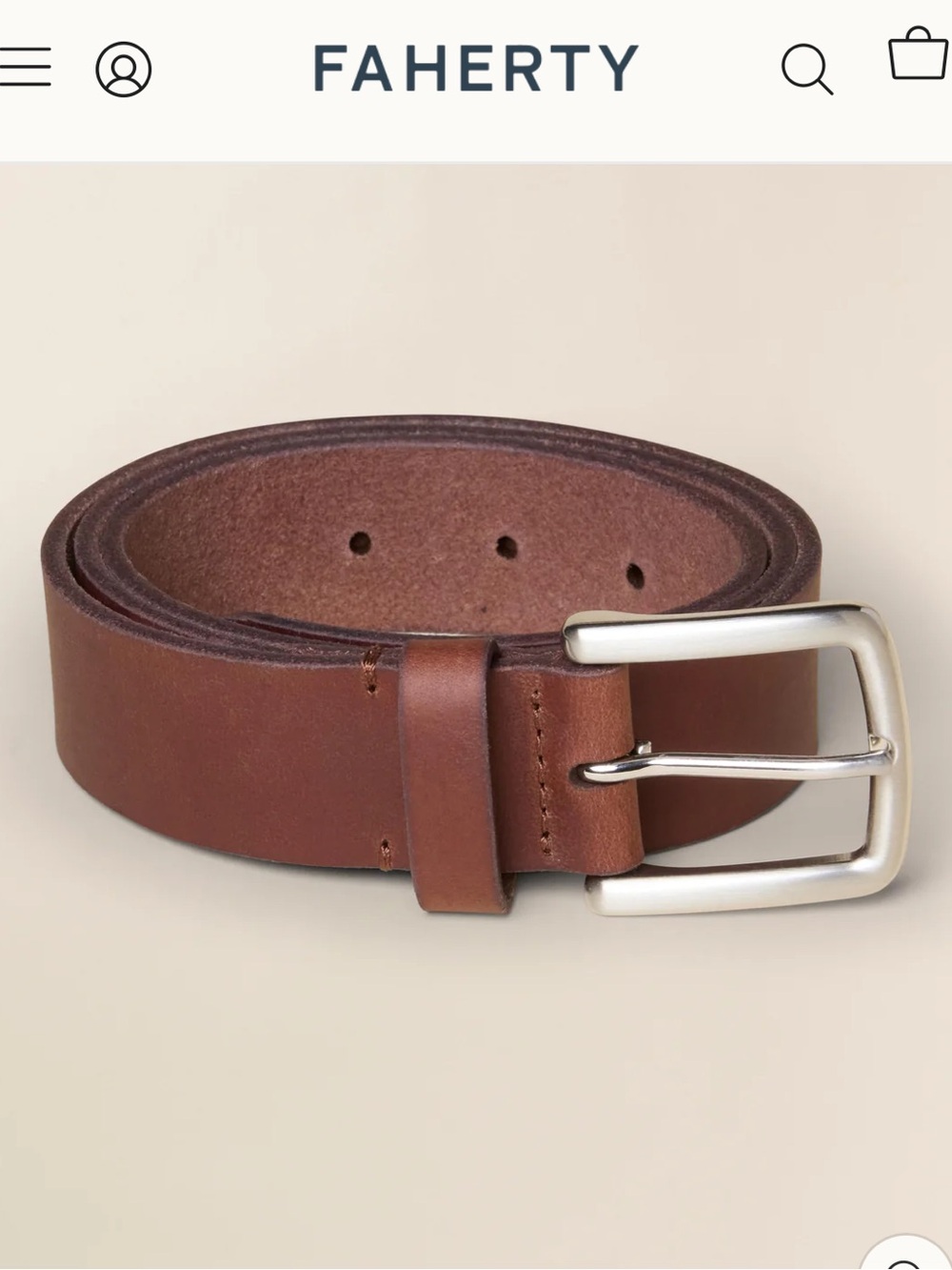 Faherty Leather Belt Men - Saddle Brown Size 42